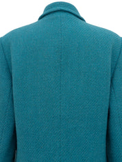 Wool tweed shawl collar jacket in blue