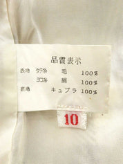 ウールチェックパターンノーカラージャケット アイボリー/ブラック