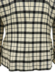 ウールチェックパターンノーカラージャケット　アイボリー/ブラック