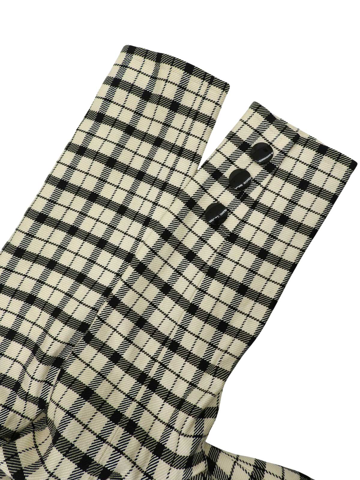 ウールチェックパターンノーカラージャケット　アイボリー/ブラック