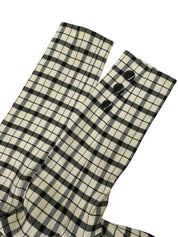 ウールチェックパターンノーカラージャケット　アイボリー/ブラック