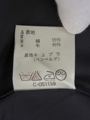 グレンチェックパターンノーカラージャケット ホワイト／ブラック／ブルー