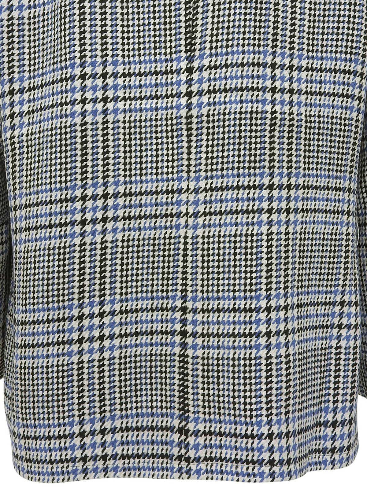 グレンチェックパターンノーカラージャケット ホワイト／ブラック／ブルー