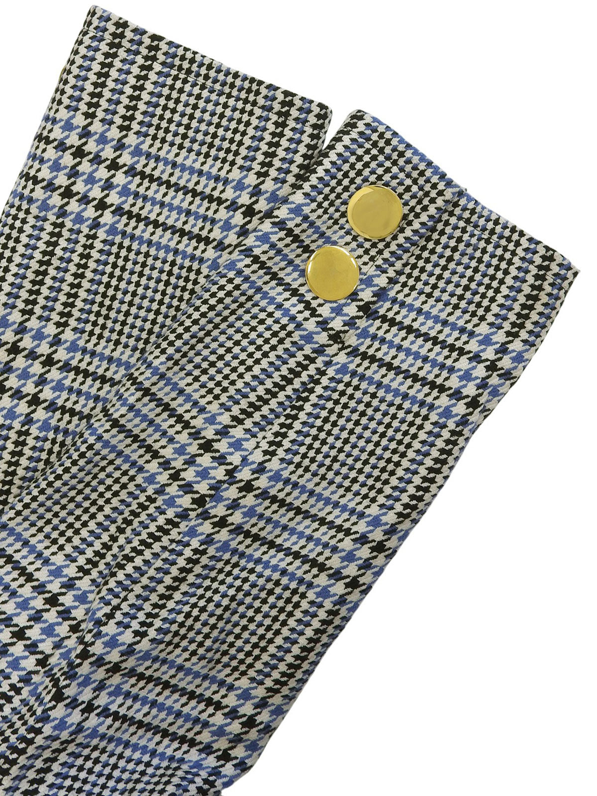 グレンチェックパターンノーカラージャケット ホワイト／ブラック／ブルー