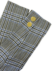 グレンチェックパターンノーカラージャケット ホワイト/ブラック/ブルー