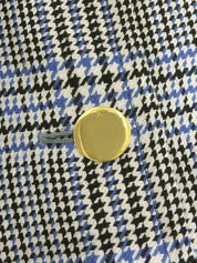 グレンチェックパターンノーカラージャケット ホワイト/ブラック/ブルー