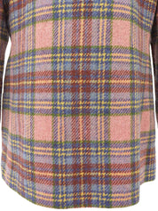 チェックパターンロゴボタンノーカラージャケット ピンク/マルチ