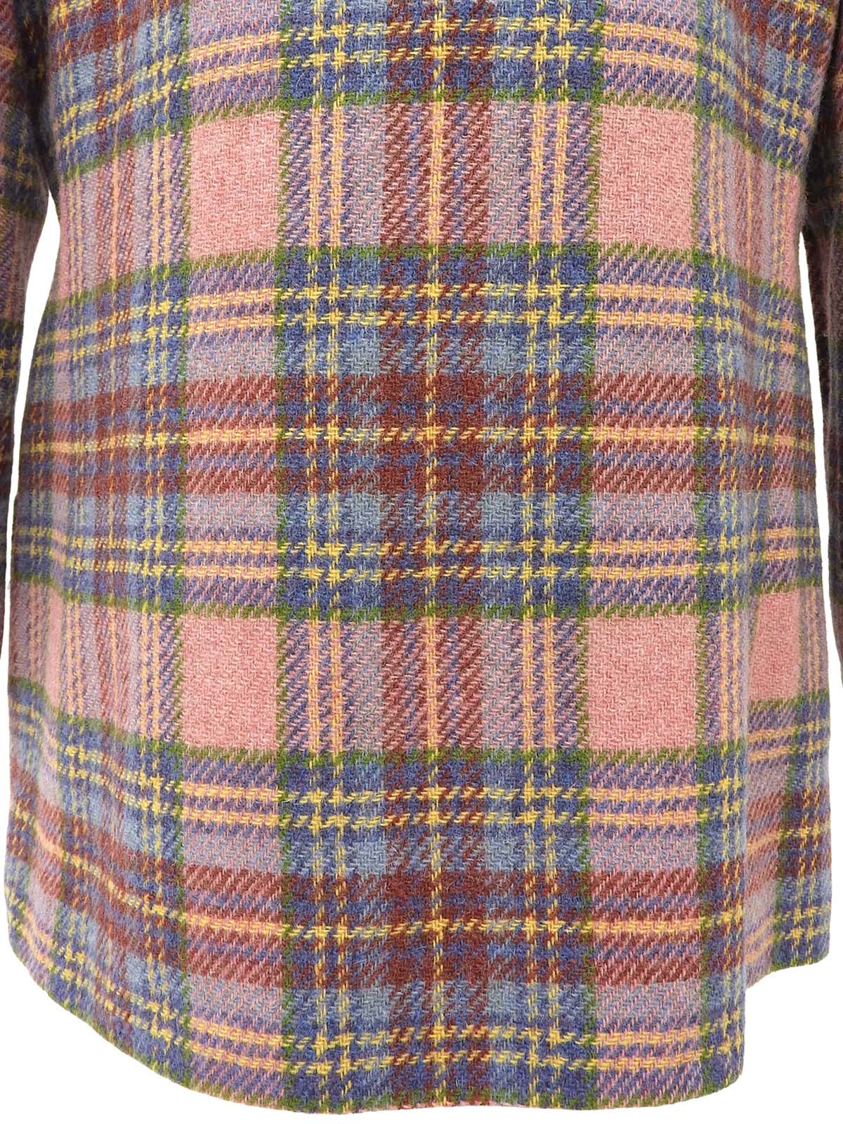 チェックパターンロゴボタンノーカラージャケット ピンク/マルチ