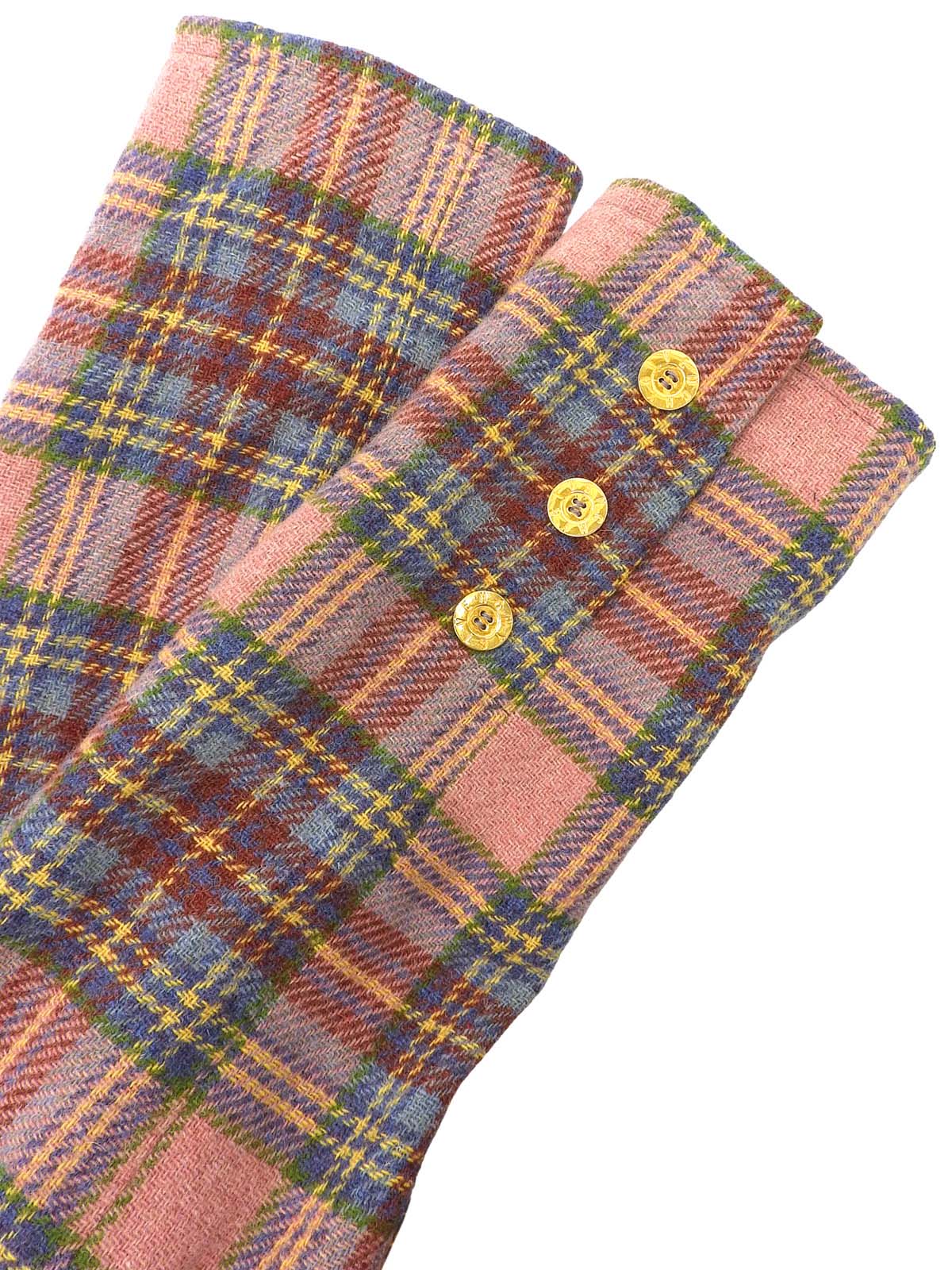 チェックパターンロゴボタンノーカラージャケット ピンク/マルチ