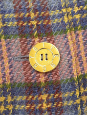 チェックパターンロゴボタンノーカラージャケット ピンク/マルチ