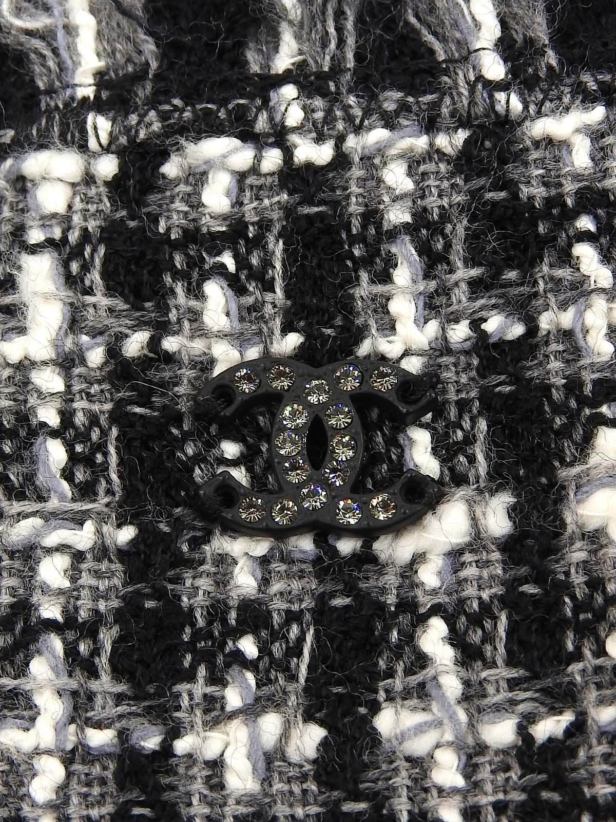 2004年製 ツイードラインストーンCCマークジャケット ブラック/ホワイト