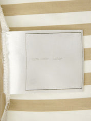 ストライプボーダーロゴボタンノースリーブトップス ベージュ/ホワイト