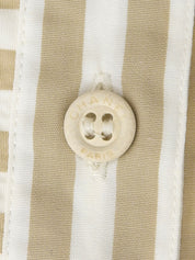 ストライプボーダーロゴボタンノースリーブトップス ベージュ/ホワイト