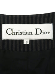 ストライプパターンノーカラージャケット グレー/ネイビー