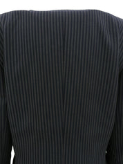 ストライプパターンノーカラージャケット グレー/ネイビー