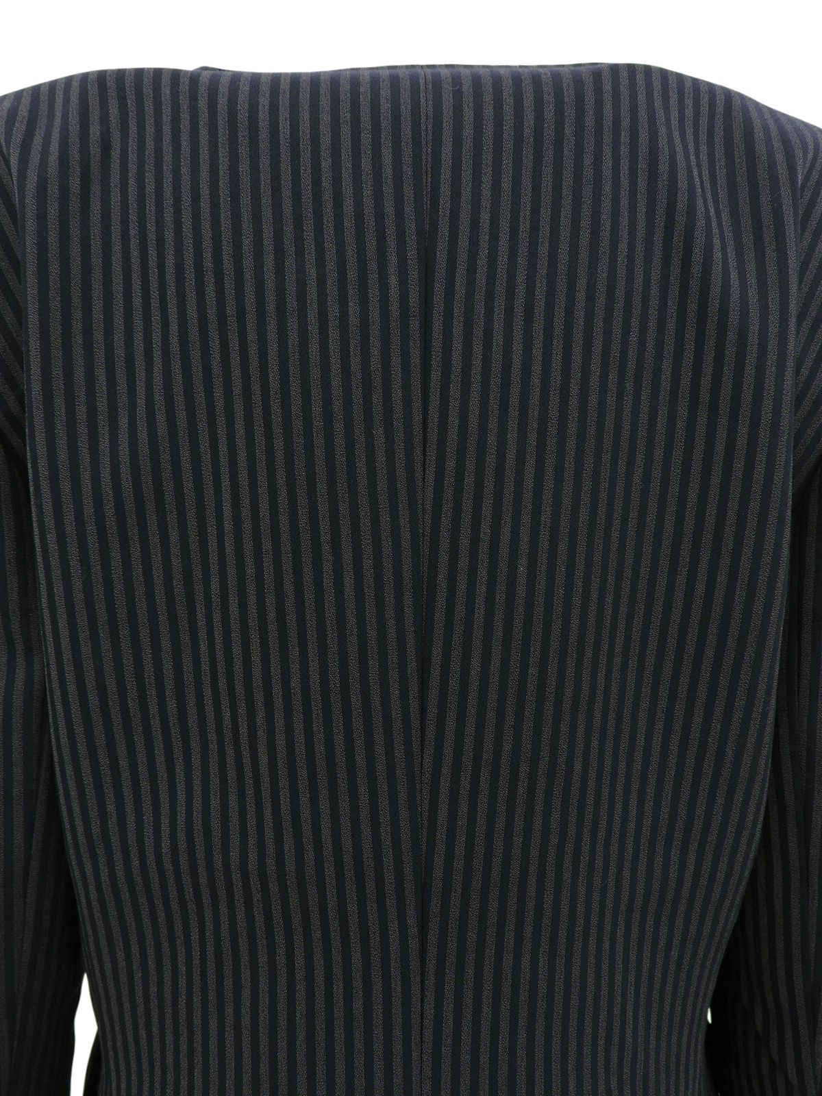 ストライプパターンノーカラージャケット グレー/ネイビー