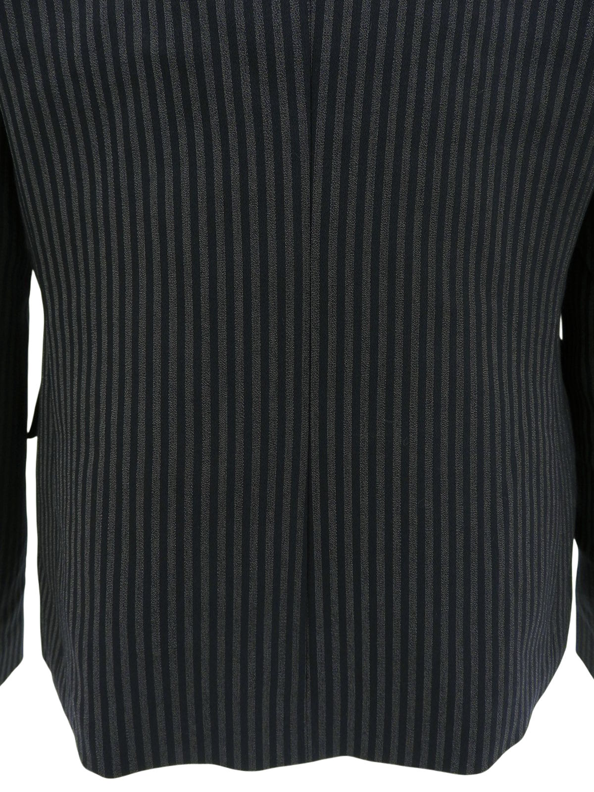 ストライプパターンノーカラージャケット グレー/ネイビー