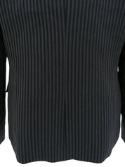 ストライプパターンノーカラージャケット グレー/ネイビー