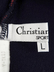 Wool Border Pattern Logo Embroidered Turtleneck Knit #S Navy/Red