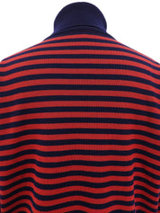 ウールボーダーパターンロゴ刺繍タートルネックニット ネイビー/レッド