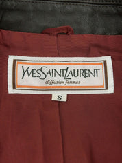 ツイードレザーコンビジャケット ボルドー/ブラウン