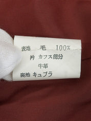 ツイードレザーコンビジャケット ボルドー/ブラウン