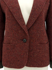 ツイードレザーコンビジャケット ボルドー/ブラウン