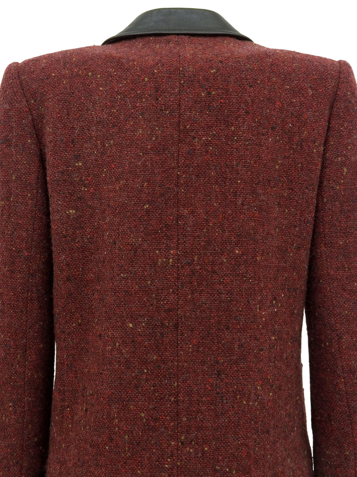 ツイードレザーコンビジャケット ボルドー/ブラウン
