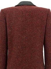ツイードレザーコンビジャケット ボルドー/ブラウン