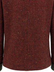 ツイードレザーコンビジャケット ボルドー/ブラウン