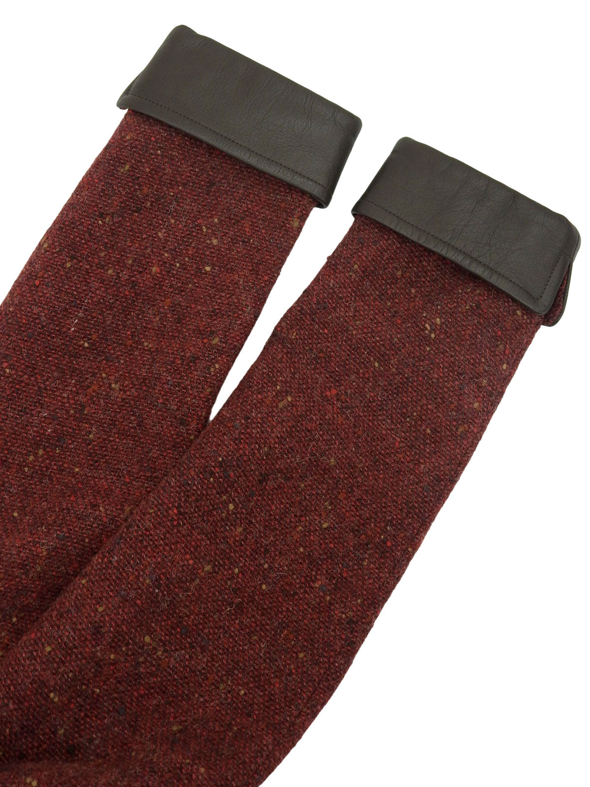 ツイードレザーコンビジャケット ボルドー/ブラウン