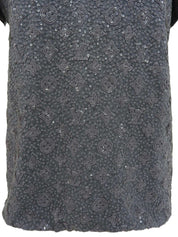 スパンコールモノグラムパターン半袖トップス グレー