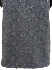 スパンコールモノグラムパターン半袖トップス #M グレー