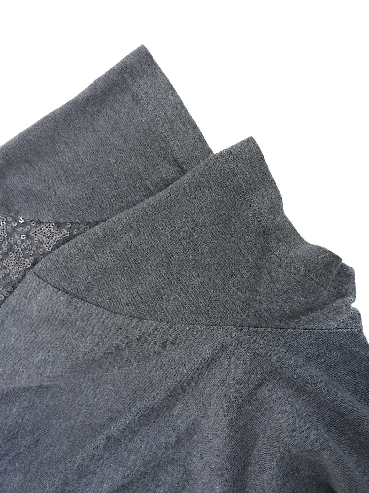 スパンコールモノグラムパターンハーフスリーブトップス　グレー