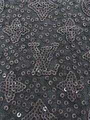 スパンコールモノグラムパターン半袖トップス グレー