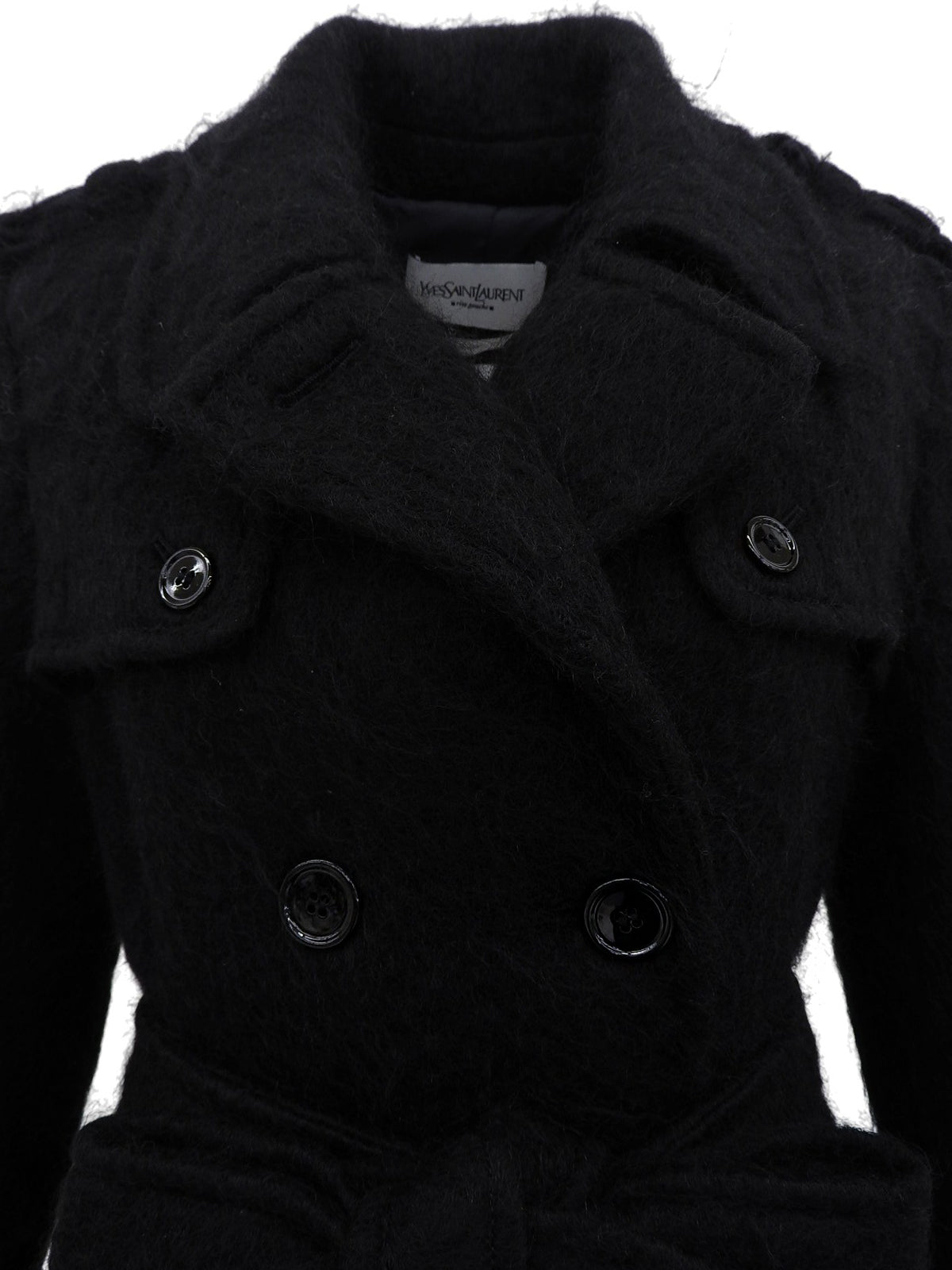 モヘアダブルブレストコート ブラック