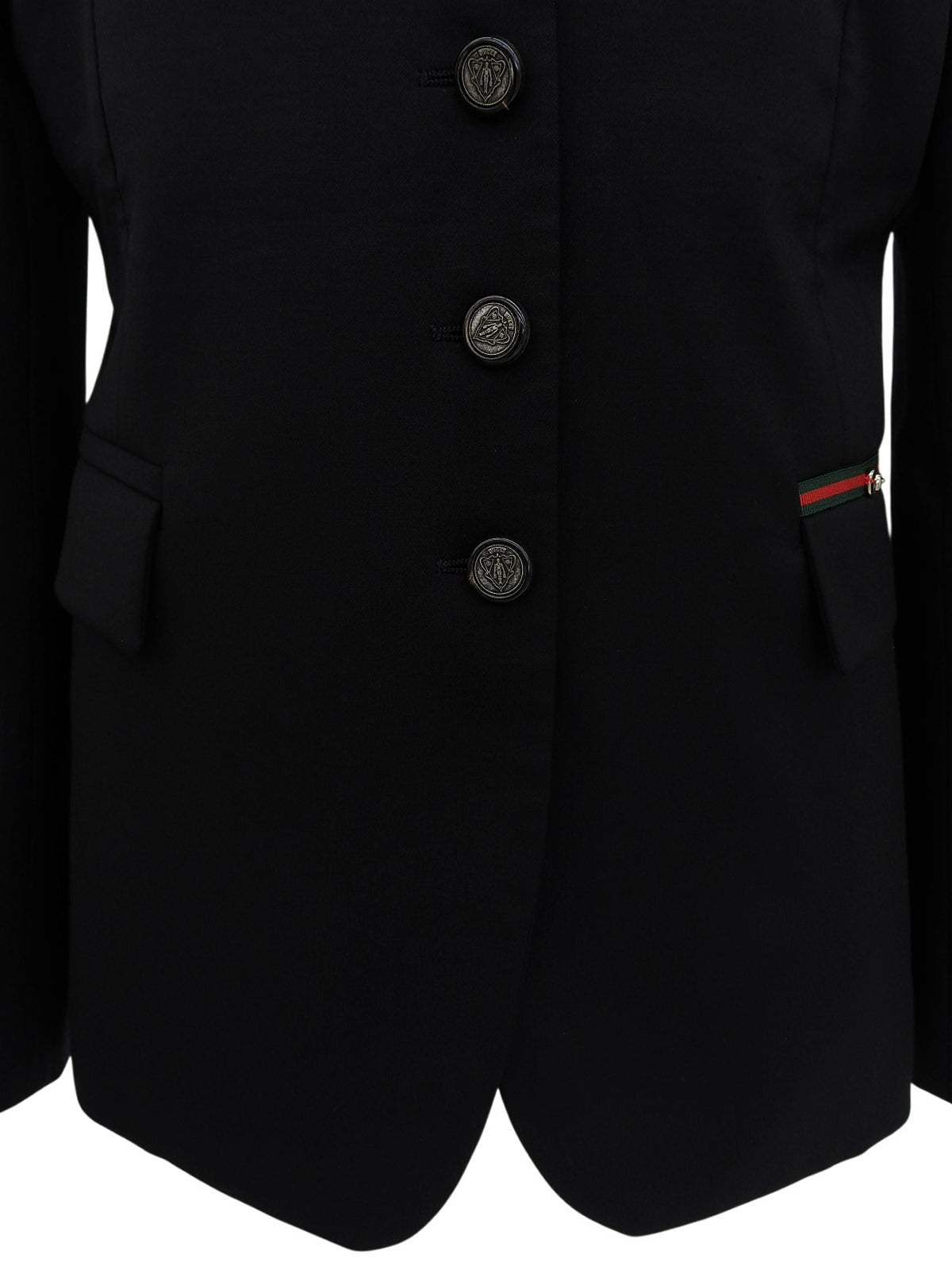 Wool Sherry Line Logo Button Jacket in Black