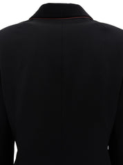 ウールシェリーラインロゴボタンジャケット ブラック