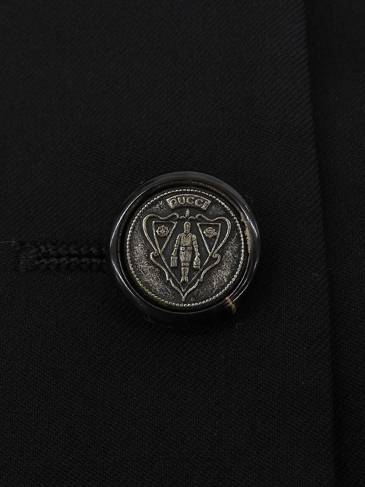 Wool Sherry Line Logo Button Jacket in Black