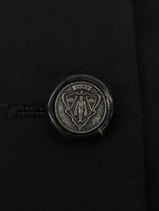 Wool Sherry Line Logo Button Jacket in Black