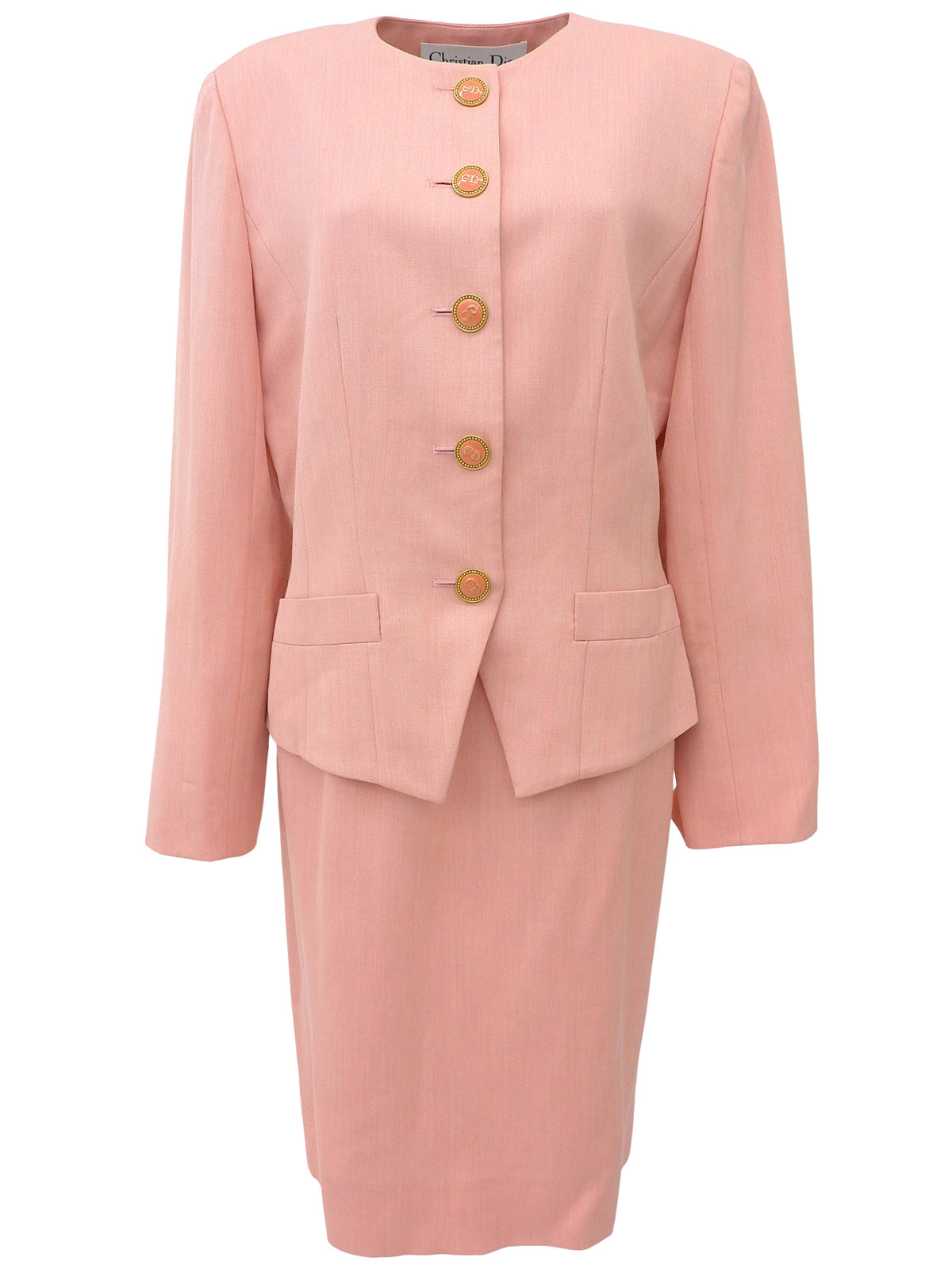 ロゴボタンノーカラーセットアップ ピンク