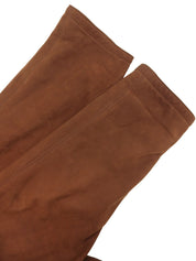 スエードロゴボタンファーカラーコート ブラウン