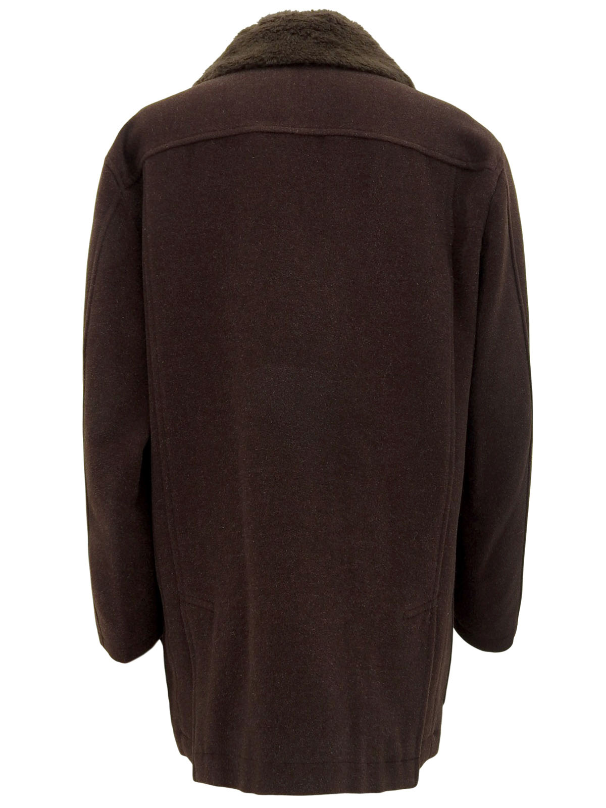 ロゴボタンファーカラーコート ブラウン