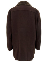 ロゴボタンファーカラーコート ブラウン