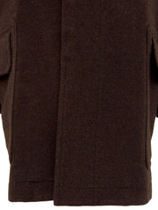 ロゴボタンファーカラーコート ブラウン