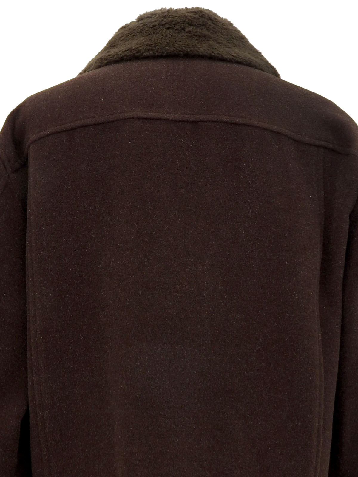 ロゴボタンファーカラーコート ブラウン