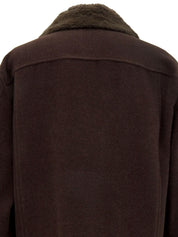 ロゴボタンファーカラーコート ブラウン