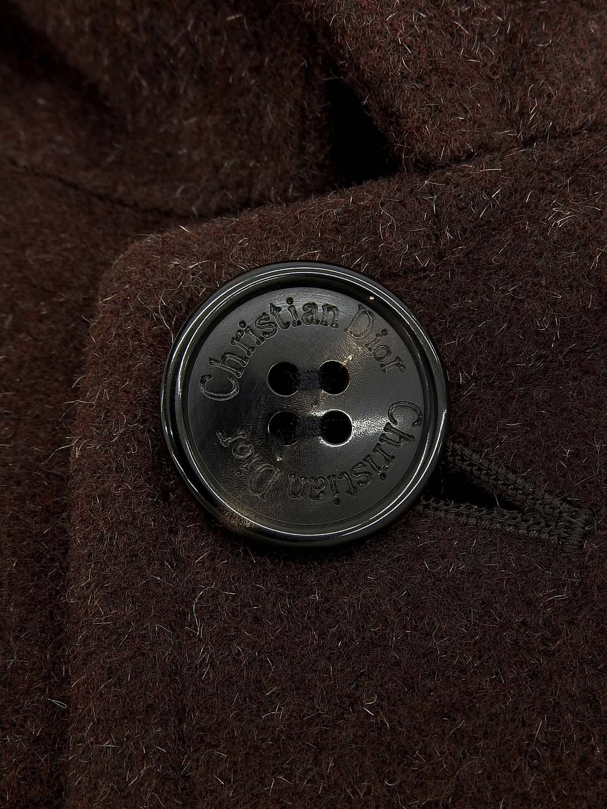 ロゴボタンファーカラーコート ブラウン