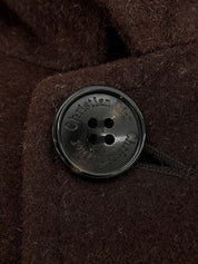 ロゴボタンファーカラーコート ブラウン