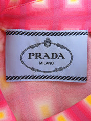 スクエアパターンノースリーブワンピース ピンク/イエロー